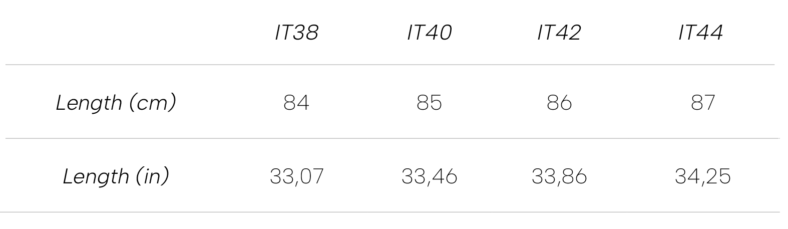 Measurements Livia Dress