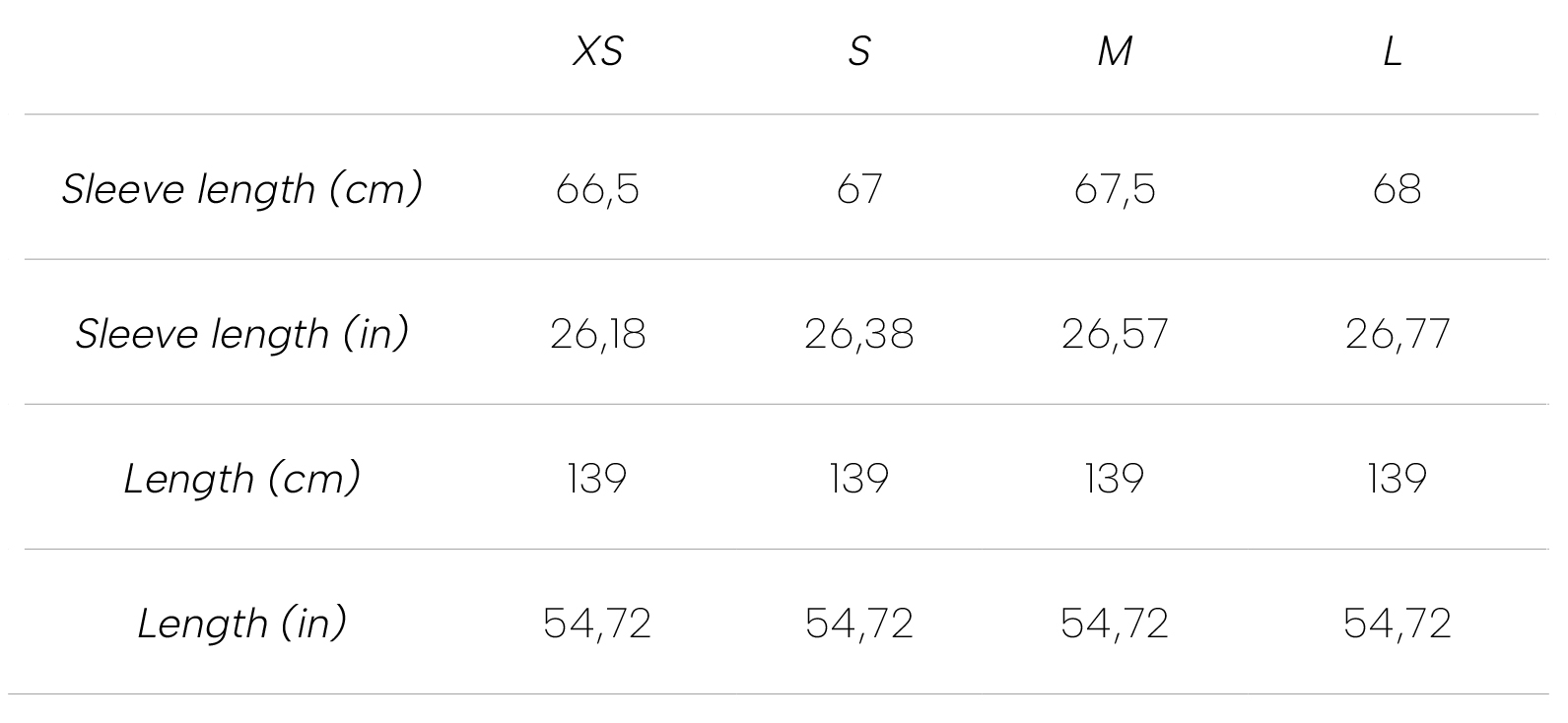 Measurements Sabrine Dress